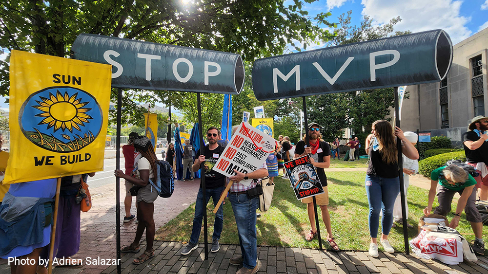 Protest against Mountain Valley Pipeline. Photo by Adrien Salazar